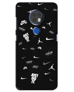 Чехол для Nokia 7.2 с картинкой «Nike Black Pattern»