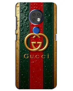 Чохол для Nokia 7.2 з картинкою «Gucci — фірмова смуга та золото»