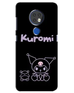 Чехол для Nokia 7.2 с картинкой «Kuromi — черный минимализм»