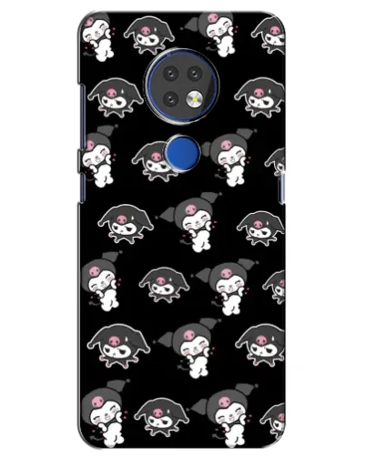 Чехол для Nokia 7.2 с картинкой «Черный паттерн Kuromi»