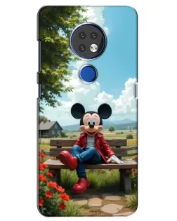 Чехол для Nokia 7.2 с картинкой «Микки на скамейке»