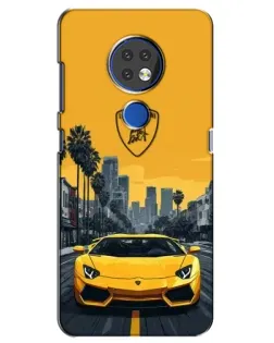 Чохол для Nokia 7.2 з картинкою «Жовтий Lamborghini місто»