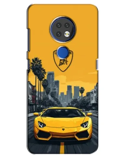 Чохол для Nokia 7.2 з картинкою «Жовтий Lamborghini місто»