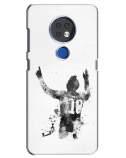 Чехол для Nokia 7.2 с картинкой «Черно-белый силуэт Месси»