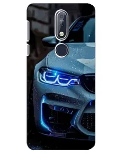 Чехол для Nokia 7.1 (2018) с картинкой «Взгляд BMW с синими фарами»