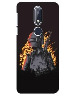 Чехол для Nokia 7.1 (2018) с картинкой «PUBG — огненный силуэт»