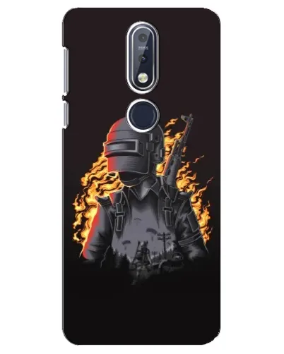 Чехол для Nokia 7.1 (2018) с картинкой «PUBG — огненный силуэт»