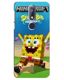 Чехол для Nokia 7.1 (2018) с картинкой «Губка Боб Minecraft»