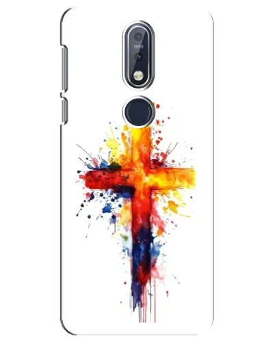 Чехол для Nokia 7.1 (2018) с картинкой «Акварельный крест»