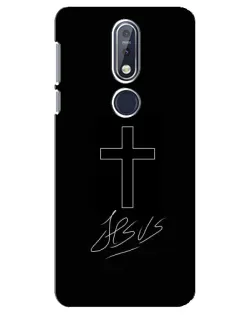 Чехол для Nokia 7.1 (2018) с картинкой «Графический крест Jesus»