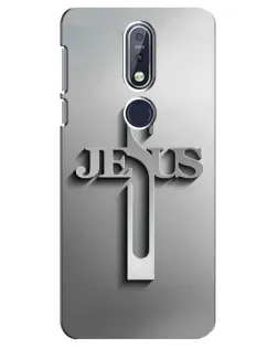 Чехол для Nokia 7.1 (2018) с картинкой «Металлический крест Jesus»