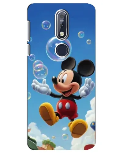 Чехол для Nokia 7.1 (2018) с картинкой «Mickey и мыльные пузыри»