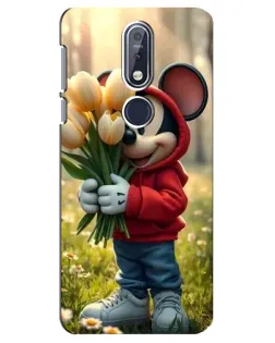 Чехол для Nokia 7.1 (2018) с картинкой «Микки с тюльпанами» Чехол для Nokia 7.1 (2018) с картинкой «Микки с тюльпанами»