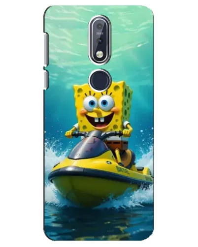 Чехол для Nokia 7.1 (2018) с картинкой «Спанч Боб на гидроцикле»