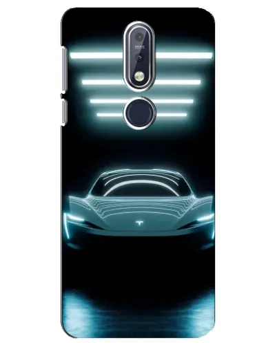Чехол для Nokia 7.1 (2018) с картинкой «Tesla в неоне»