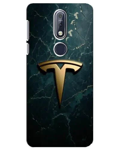 Чехол для Nokia 7.1 (2018) с картинкой «Мраморная Tesla Gold»