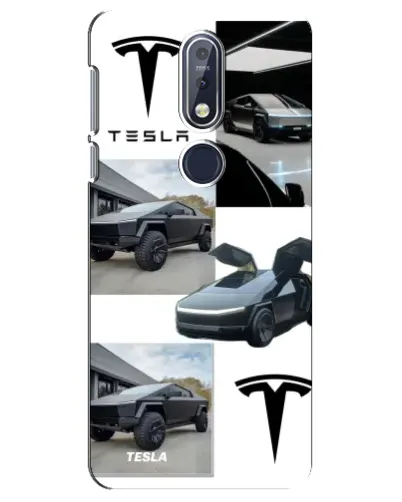 Чехол для Nokia 7.1 (2018) с картинкой «Коллаж Cybertruck Tesla»