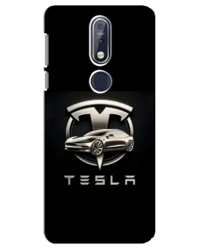 Чехол для Nokia 7.1 (2018) с картинкой «Tesla — серебристое авто»
