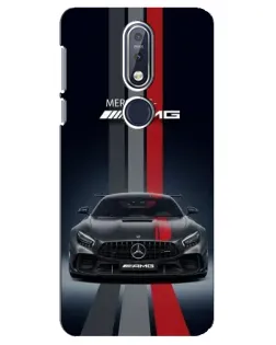 Чехол для Nokia 7.1 (2018) с картинкой «Mercedes — белый карбон»