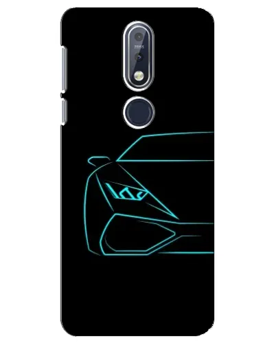 Чехол для Nokia 7.1 (2018) с картинкой «Голубой силуэт Lamborghini»