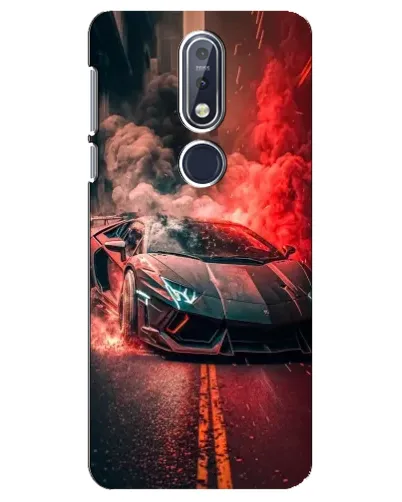 Чехол для Nokia 7.1 (2018) с картинкой «Lamborghini красный дым»