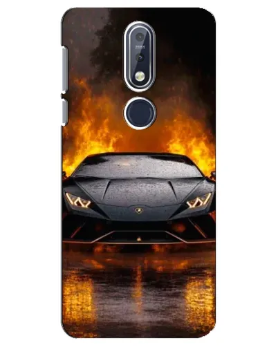 Чехол для Nokia 7.1 (2018) с картинкой «Lamborghini в огне»
