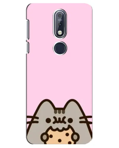 Чехол для Nokia 7.1 (2018) с картинкой «Pusheen и печенье»