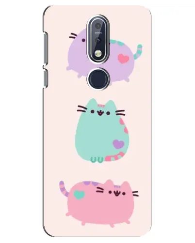 Чехол для Nokia 7.1 (2018) с картинкой «Pusheen трио»