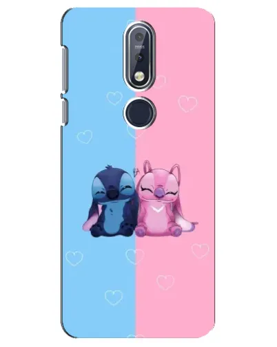 Чехол для Nokia 7.1 (2018) с картинкой «Stitch и Angel Love» Чехол для Nokia 7.1 (2018) с картинкой «Stitch и Angel Love»