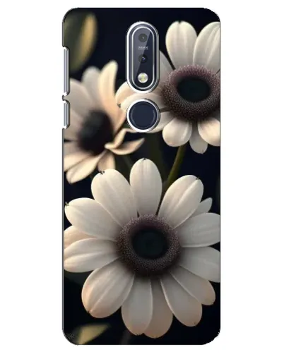 Чехол для Nokia 7.1 (2018) с картинкой «Белые маргаритки макро»
