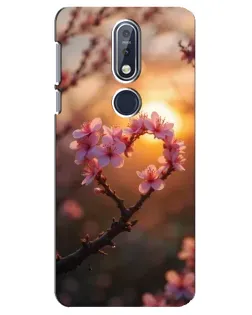 Чехол для Nokia 7.1 (2018) с картинкой «Розовый цвет сердце на фоне заката» Чехол для Nokia 7.1 (2018) с картинкой «Розовый цвет сердце на фоне заката»