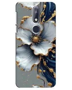 Чехол для Nokia 7.1 (2018) с картинкой «Белый цветок и золотой флюид» Чехол для Nokia 7.1 (2018) с картинкой «Белый цветок и золотой флюид»