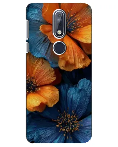 Чехол для Nokia 7.1 (2018) с картинкой «Яркая сине-оранжевая флора» Чехол для Nokia 7.1 (2018) с картинкой «Яркая сине-оранжевая флора»