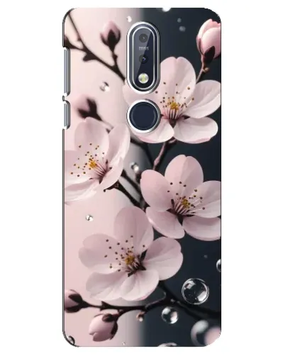 Чехол для Nokia 7.1 (2018) с картинкой «Нежная сакура и капли» Чехол для Nokia 7.1 (2018) с картинкой «Нежная сакура и капли»