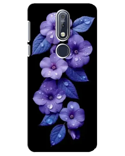 Чехол для Nokia 7.1 (2018) с картинкой «Фиолетовые цветы с росою»