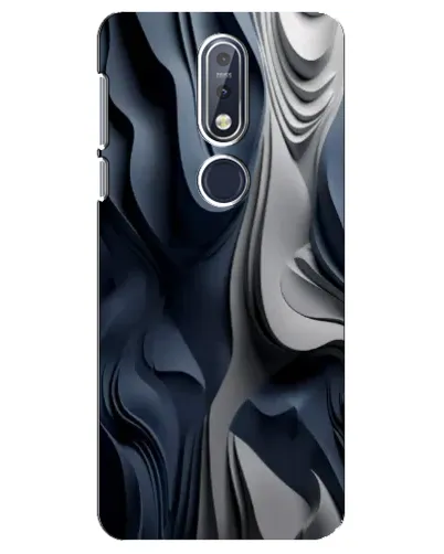 Чехол для Nokia 7.1 (2018) с картинкой «Объемные синие складки»