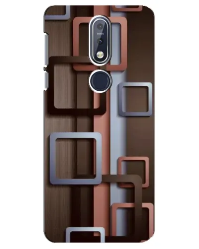 Чехол для Nokia 7.1 (2018) с картинкой «Коричневые объемные квадраты»