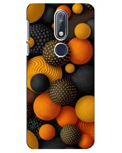Чехол для Nokia 7.1 (2018) с картинкой «Объемные оранжевые сферы»