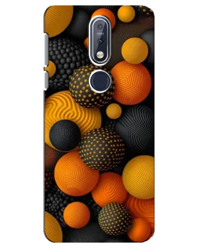 Чехол для Nokia 7.1 (2018) с картинкой «Объемные оранжевые сферы»