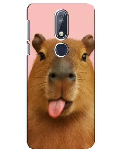 Чехол для Nokia 7.1 (2018) с картинкой «Капибара с языком»