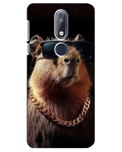 Чехол для Nokia 7.1 (2018) с картинкой «Капибара золотая цепь»