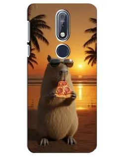 Чехол для Nokia 7.1 (2018) с картинкой «Капибара с пиццей»