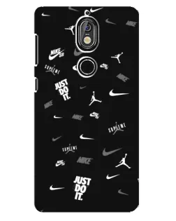 Чехол для Nokia 7 с картинкой «Nike Black Pattern»