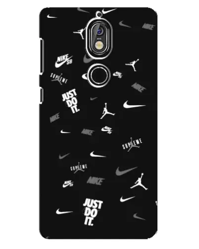 Чехол для Nokia 7 с картинкой «Nike Black Pattern»