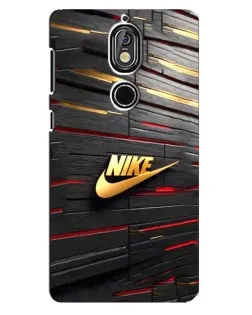 Чехол для Nokia 7 с картинкой «Золотой Nike на металле»
