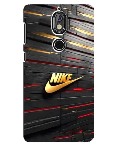 Чехол для Nokia 7 с картинкой «Золотой Nike на металле»