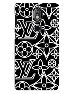 Чехол для Nokia 7 с картинкой «Черно-белый узор LV»