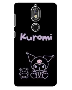 Чехол для Nokia 7 с картинкой «Kuromi — черный минимализм»