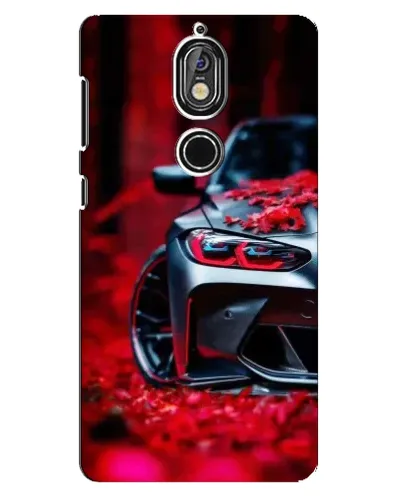 Чехол для Nokia 7 с картинкой «Спортивная BMW и цветы»