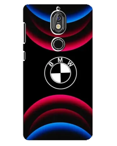 Чехол для Nokia 7 с картинкой «Логотип BMW и неоновые дуги»